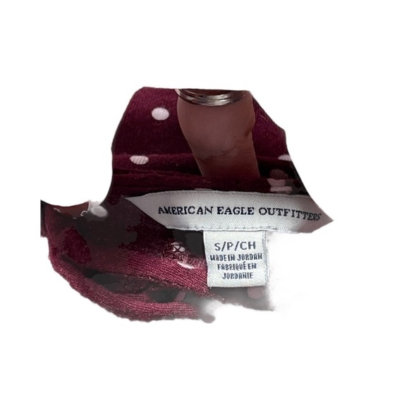 American Eagle Outfitters Burgundy Dotted Mini Dress S - Picture 6 of 10
